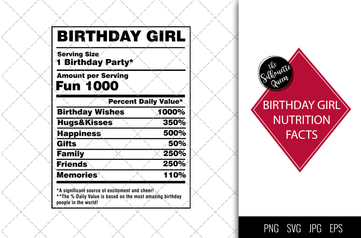 Birthday Girl Nutrition Facts Svg Nutrition Svg Birthday Girl Facts So Fontsy