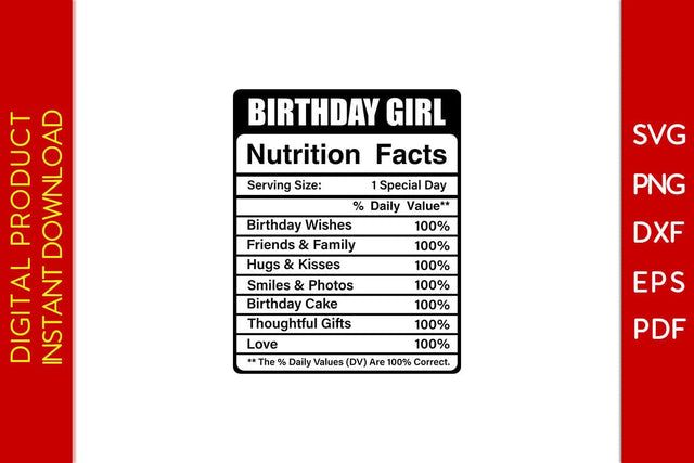 Birthday Girl Nutrition Facts SVG PNG PDF Cut File SVG Creativedesigntee 