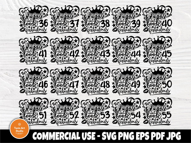 Birthday Girl SVG, 36th to 55th Birthday Queen Svg SVG TonisArtStudio 