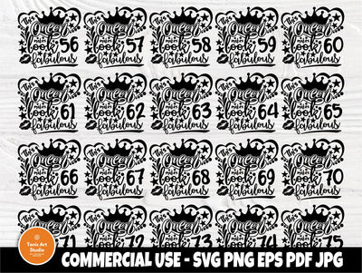 Birthday Girl SVG, 56th to 75th Queen Svg Bundle SVG TonisArtStudio 