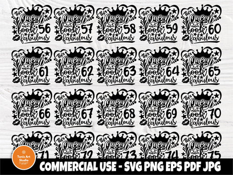 Birthday Girl SVG, 56th to 75th Queen Svg Bundle SVG TonisArtStudio 