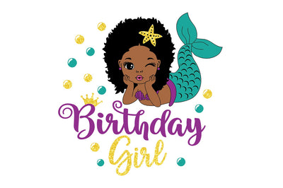 Birthday Girl Svg, Black Afro Mermaid Svg, Mermaid Svg, Black Woman Clipart, Afro Woman Svg, Glamour Female, Svg Cut Files SVG 1uniqueminute 