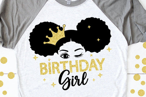 Birthday Girl Svg, Black Princess Girl, Crown, Birthday Princess, Black Girl Svg, Puff Hair, Melanin Queen, Black Girl Magic, Glitter Png, Svg Cut Files SVG 1uniqueminute 