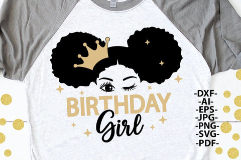 Birthday Girl Svg, Black Princess Girl, Crown, Birthday Princess, Black Girl Svg, Puff Hair, Melanin Queen, Black Girl Magic, Glitter Png, Svg Cut Files SVG 1uniqueminute 