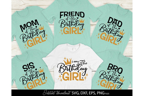 Birthday Girl SVG Bundle, Birthday Queen Family Shirts SVG, Birthday Girl Family SVG March Design Studio 