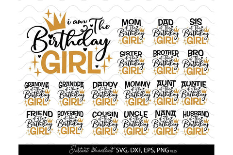 Birthday Girl SVG Bundle, Birthday Queen Family Shirts SVG, Birthday Girl Family SVG March Design Studio 