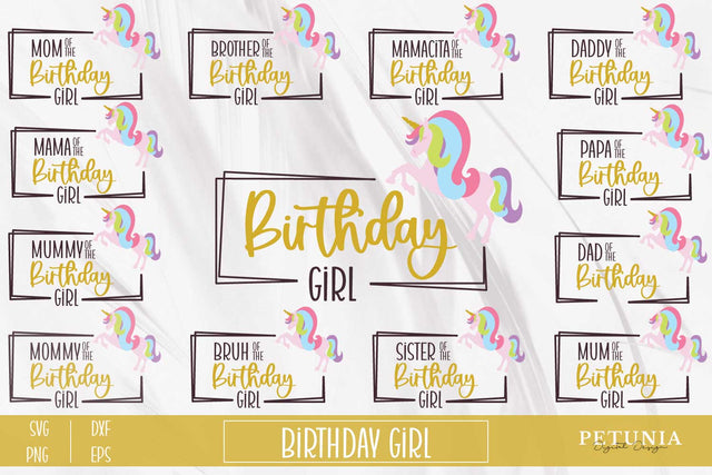 Birthday Girl Svg Bundle | Unicorn Svg Birthday SVG Petunia Digital Design 