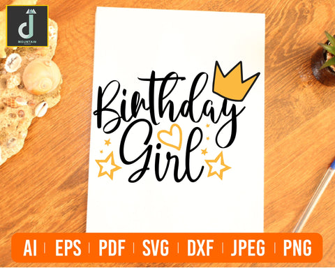 Birthday Girl Svg, Cute Princess Birthday SVG Alihossainbd 