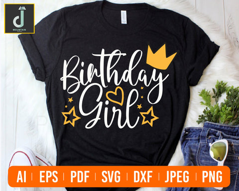 Birthday Girl Svg, Cute Princess Birthday SVG Alihossainbd 