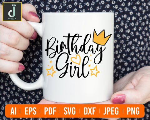 Birthday Girl Svg, Cute Princess Birthday SVG Alihossainbd 
