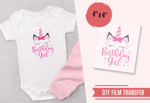Birthday Girl Unicorn DTF Transfer Physical So Fontsy Direct to Film Transfer Shop