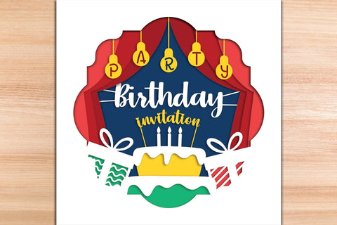 Birthday Invitation - 3D Layered Paper Cut SVG SVG Slim Studio 