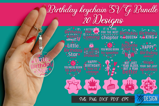 Birthday Keychain SVG Bundle | Birthday Quotes SVG Design | Happy Birthday Quotes SVG SVG Fly Design 