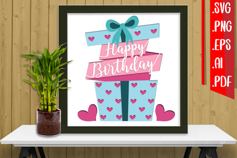 Birthday Layered Papercut 12 Svg Eps Ai Png Pdf 3D Paper zafrans studio 