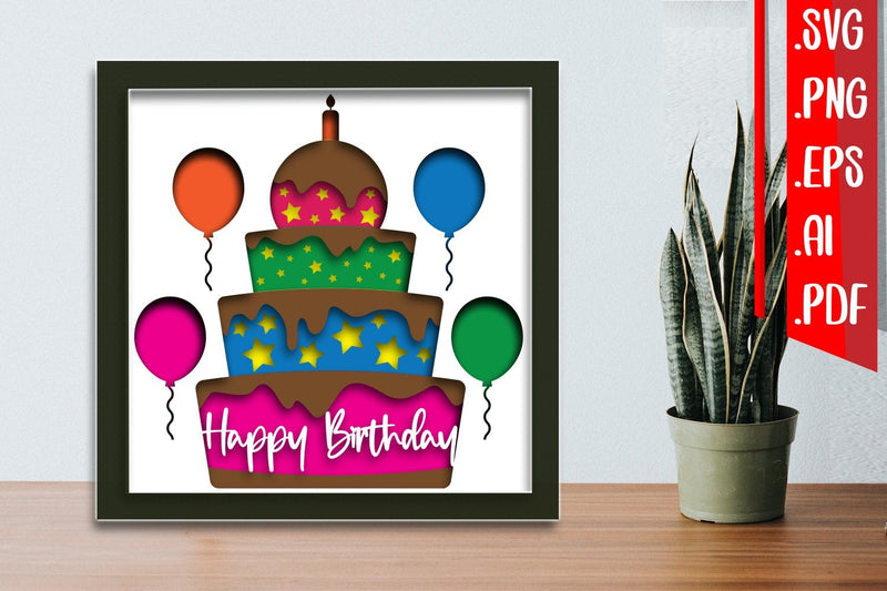 Birthday layered papercut 3 3D Paper zafrans studio 