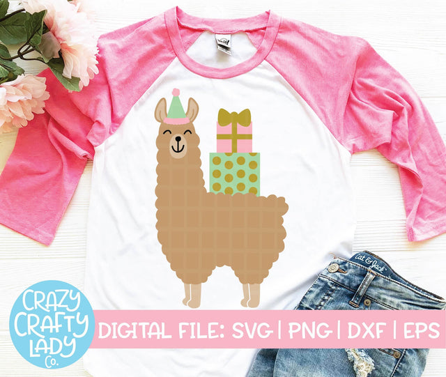Birthday Llama | Birthday Party SVG Cut File SVG Crazy Crafty Lady Co. 