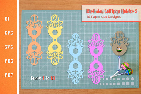 Birthday Lollipop Holders SVG Cut Files 2 SVG Slim Studio 