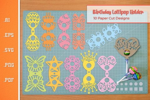 Birthday Lollipop Holders SVG Cut Files SVG Slim Studio 