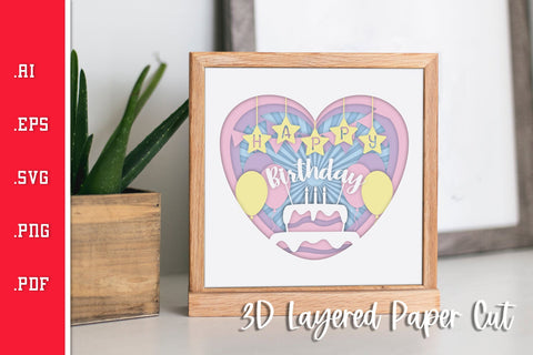 Birthday Love - 3D Layered Paper Cut SVG SVG Slim Studio 