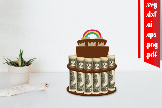 Birthday Money Cake Holder Paper Cut SVG zafrans studio 