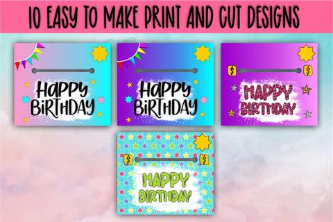 Birthday Money Card PNG Bundle Print And Cut Money Card PNG Sublimation Whistlepig Designs 