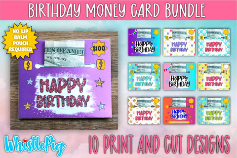 Birthday Money Card PNG Bundle Print And Cut Money Card PNG Sublimation Whistlepig Designs 