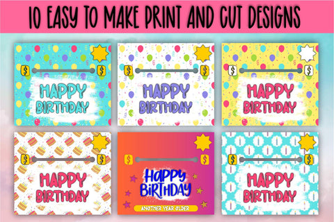 Birthday Money Card PNG Bundle Print And Cut Money Card PNG Sublimation Whistlepig Designs 