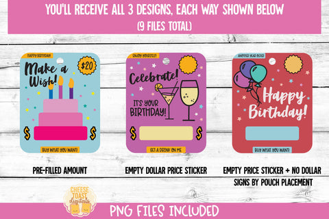 Birthday Money Card PNG Designs | Printable Birthday Gift Sublimation Cheese Toast Digitals 