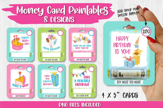 Birthday Money Card PNG Designs | Printable Birthday Gift Sublimation TatiStudio 