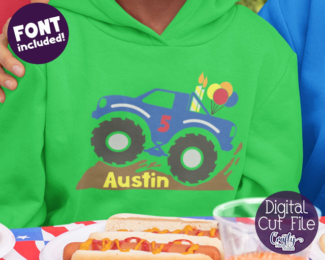 Birthday Monster Truck Svg - Birthday Shirt Svg SVG Crafty Mama Studios 