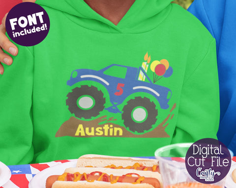 Birthday Monster Truck Svg - Birthday Shirt Svg SVG Crafty Mama Studios 