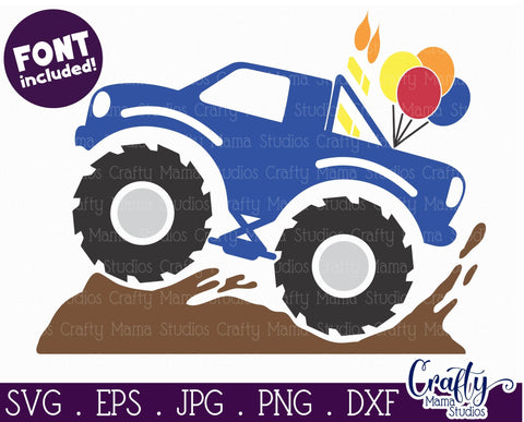 Birthday Monster Truck Svg - Birthday Shirt Svg SVG Crafty Mama Studios 