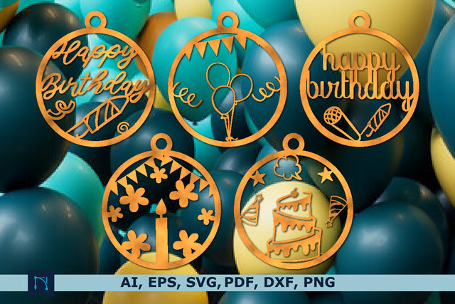 birthday Ornament Bauble Laser cut Bundle SVG MD JOYNAL ABDIN 