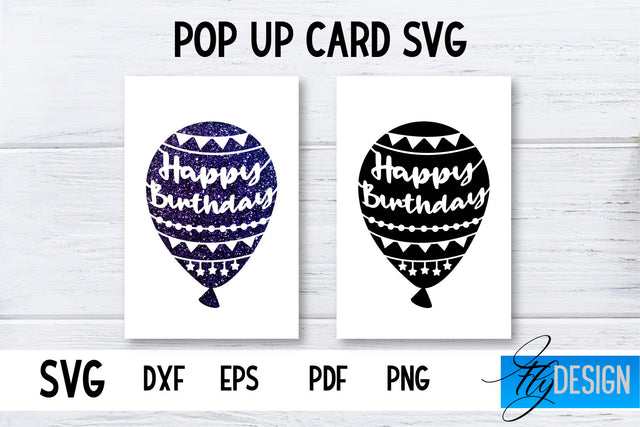 Birthday Pop Up Card SVG | 3d Card SVG | Birthday Card SVG Fly Design 