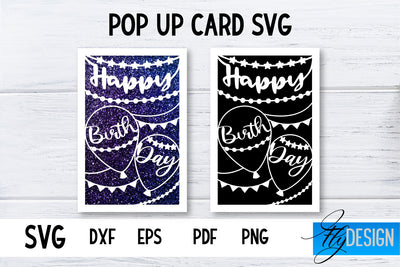 Birthday Pop Up Card SVG | 3d Card SVG | Birthday Card SVG Fly Design 