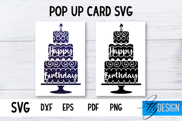 Birthday Pop Up Card SVG | 3d Card SVG | Birthday Card SVG Fly Design 