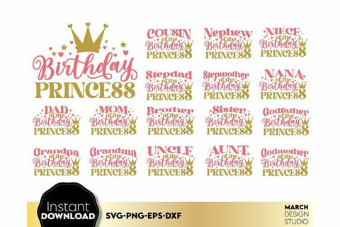 Birthday Princess Shirts SVG Bundle | Birthday Princess Family SVG Bundle SVG March Design Studio 