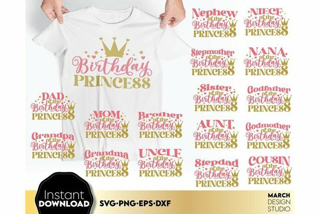 Birthday Princess Shirts SVG Bundle | Birthday Princess Family SVG Bundle SVG March Design Studio 