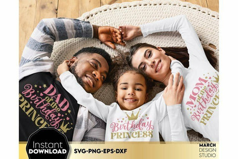 Birthday Princess Shirts SVG Bundle | Birthday Princess Family SVG Bundle SVG March Design Studio 