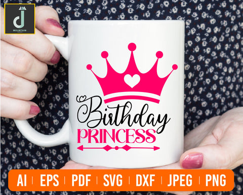 Birthday Princess Svg Birthday Girl Svg Prencess Svg Cricut Cut Files Silhouette Designs SVG Alihossainbd 