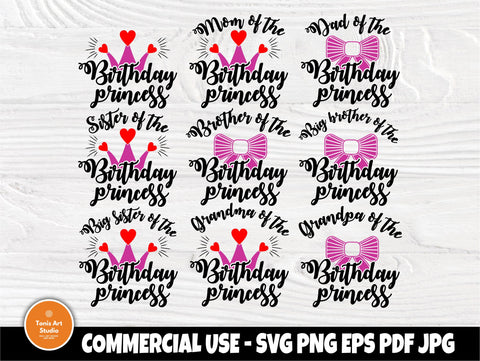 Birthday princess SVG | Princess bundle svg | Mom and dad svg | Birthday girl svg | Princess family svg | Princess cut files | Cricut file SVG TonisArtStudio 