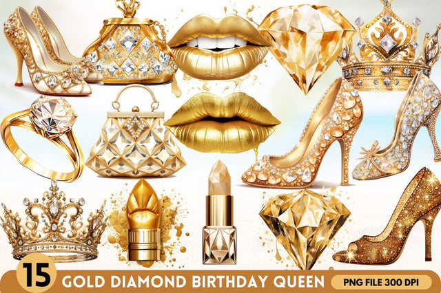 Birthday Queen Gold Sublimation Clipart Bundle Sublimation Regulrcrative 