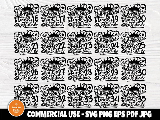 Birthday Queen SVG, 16th to 35th Birthday Girl Svg SVG TonisArtStudio 