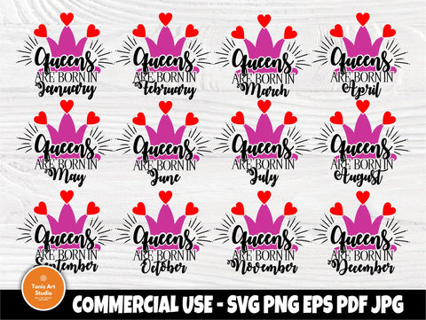Birthday queen SVG | Birthday girl svg bundle | 12 months birthday queen | Birthday cut files for cricut and silhouette | Queens are born in SVG TonisArtStudio 
