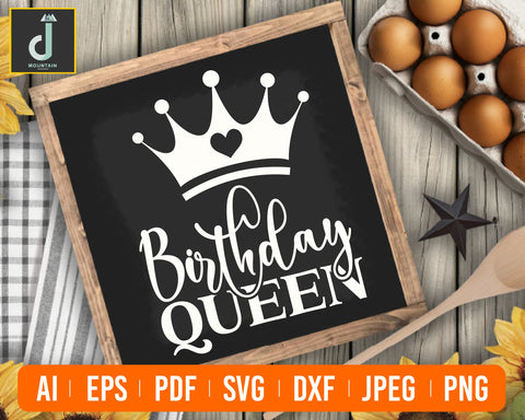 Birthday Queen Svg, Birthday Svg, Birthday Saying Svg, Birthday Cut File, Birthday Shirt Svg SVG Alihossainbd 