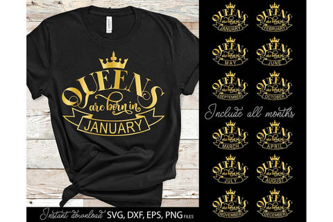 Birthday Queen SVG Bundle January To December | Queens Are Born In March SVG SVG March Design Studio 