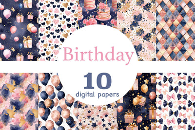 Birthday Seamless Patterns | Gift Box Digital Papers Digital Pattern GlamArtZhanna 