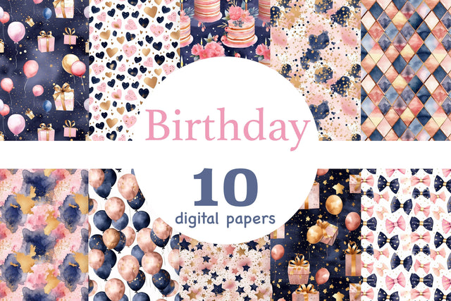 Birthday Seamless Patterns | Gift Box Digital Papers Digital Pattern GlamArtZhanna 