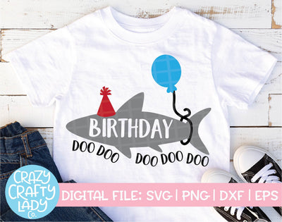 Birthday Shark SVG Crazy Crafty Lady Co. 