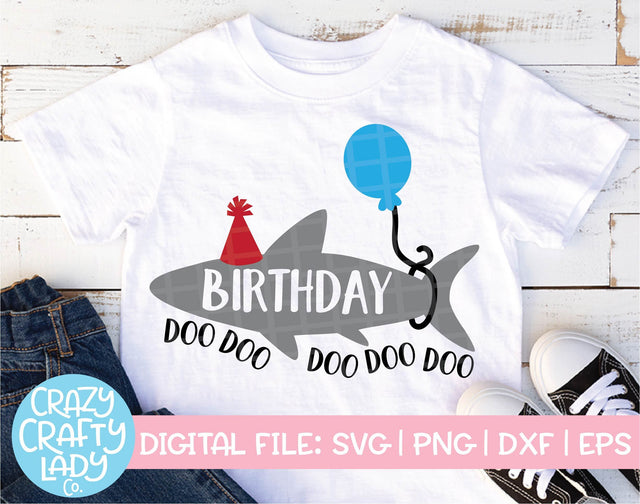 Birthday Shark SVG Crazy Crafty Lady Co. 